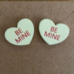 Valentine's Day Yellow Confetti Wood Conversation Heart Earrings 1 Set Hand Made